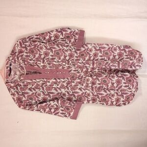 SRISHTI Pink Mauve Floral Kurta Cotton Faux Button Front Size Medium